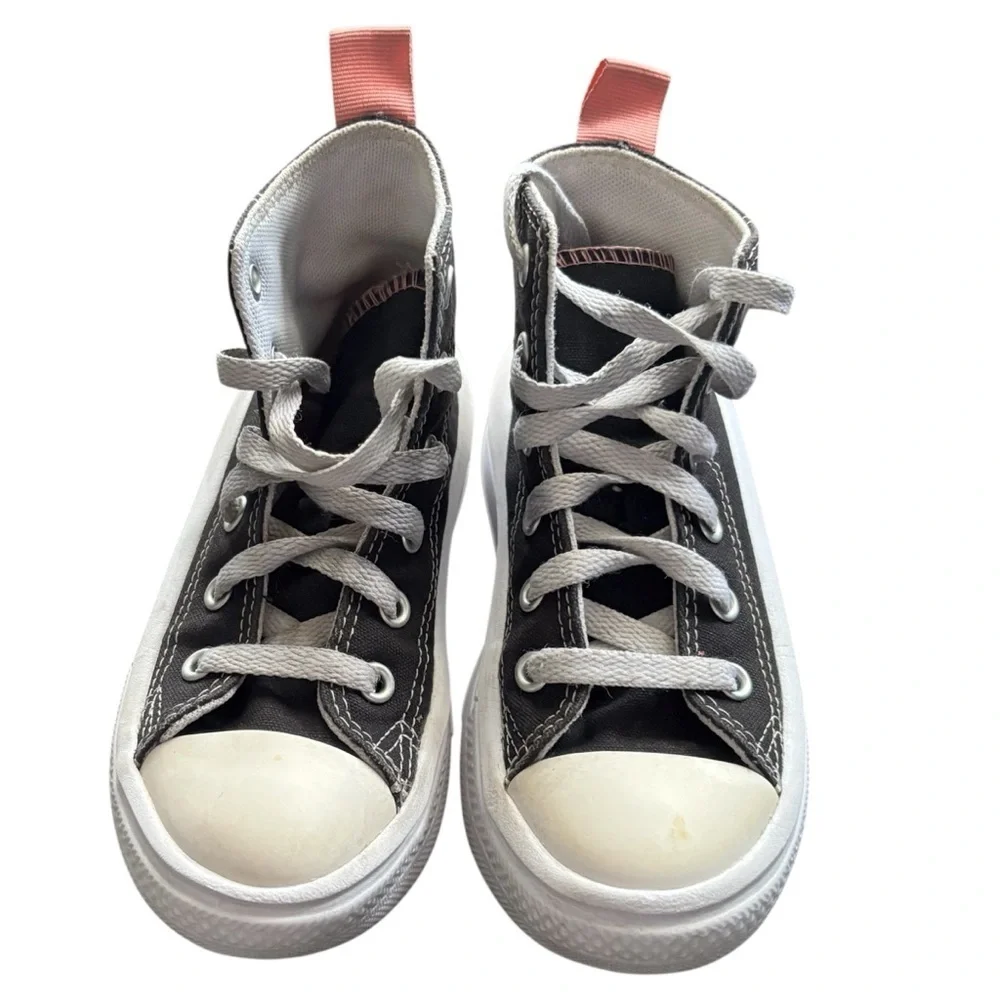 Converse Girls Black and Coral platform High-Tops Sneakers Size 11
